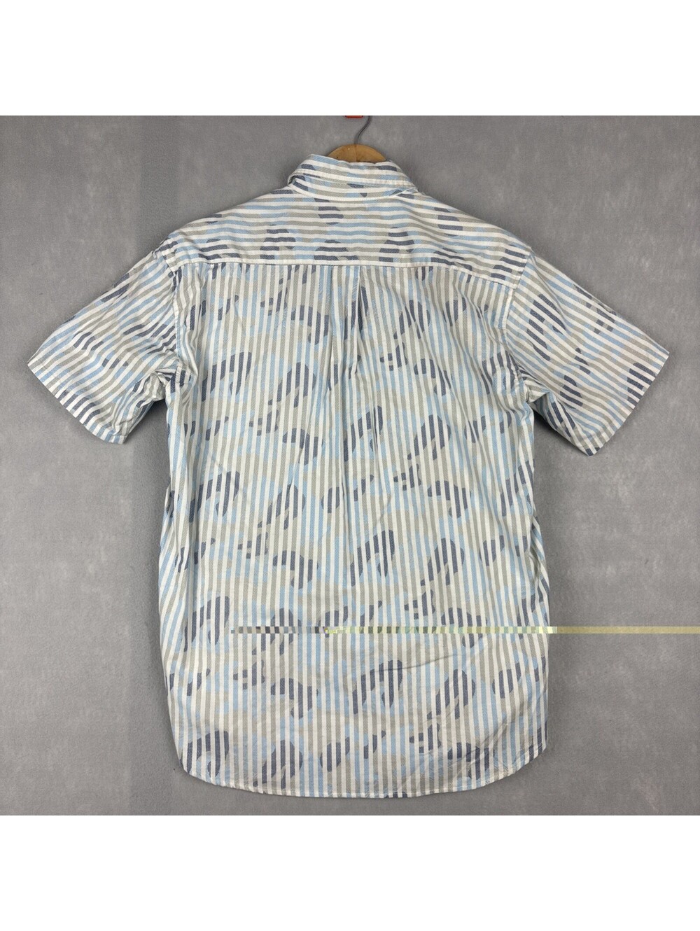 Vintage Stussy Short Sleeve Button Up Shirt Mens Small Blue Striped Camo USA - Picture 7 of 9